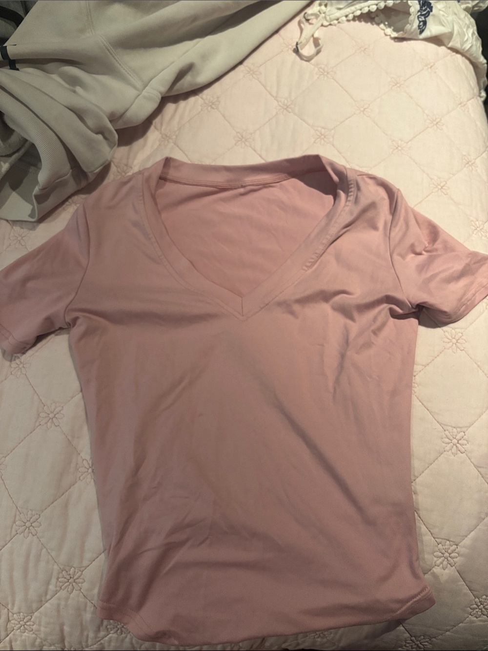 Urban Outfitters Light Pink V-Neck Short Sleeve Tee